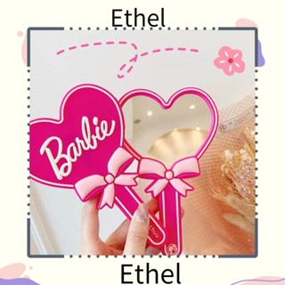 Ethel1 กระจกแต่งหน้า แบบมือถือ รูปโบว์ ตัวอักษร สีชมพู แฟชั่น สําหรับเด็กผู้หญิง Y2K