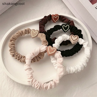 Shakangcool ยางรัดผมหางม้า แบบยืดหยุ่น เรียบง่าย รูปหัวใจ เครื่องประดับผม สําหรับเด็กผู้หญิง SGL