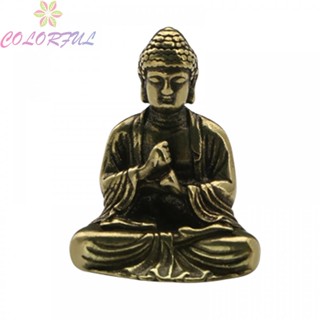 【COLORFUL】Miniature Chinese Buddha Solid Brass Ornament for Home and Car Decoration 3*22CM