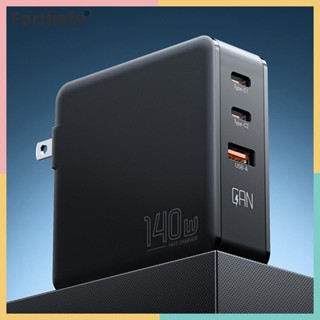 ★ Forthefu ★  อะแดปเตอร์ชาร์จ 140W GaN Mini PD 2 Type-C+1 USB-A 3 พอร์ต AC110-240V ปลั๊ก US EU UK สําหรับ iPhone Huawei โทรศัพท์ แท็บเล็ต พีซี