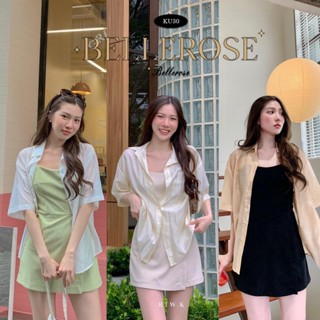 📯Bellerose ’ - เสื้อคลุม สไตล์เชิ้ตแขนสั้น ผ้าไหมญี่ปุ่นเนื้อเงา เส้นใยอ่อนนุ่ม RTW.K