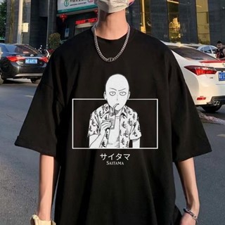 เสื้อยืดแขนสั้น ผ้าฝ้าย ขนาดใหญ่ พิมพ์ลายอนิเมะ One Punch Man ฮีโร่ Saitama Sensei สไตล์สตรีท สําหรับผู้ชาย  