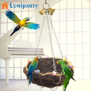 Lumiparty รังนกแก้วหวายธรรมชาติ แบบแขวน ของเล่นสําหรับสัตว์เลี้ยง ขนาดเล็ก กลาง ใหญ่