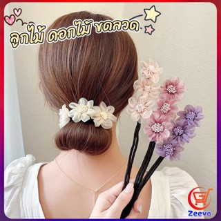 ZEEVA กิ๊บสไตล์เกาหลี สําหรับผู้หญิงที่ชอบ DIY ลูกไม้ + ดอกไม้ เป็นขดลวด  hair accessories