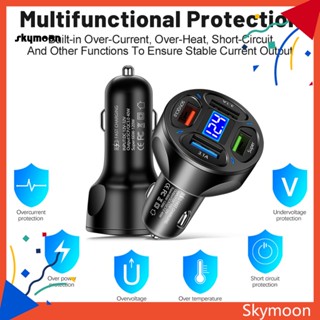 Skym* อะแดปเตอร์ที่ชาร์จโทรศัพท์มือถือ USB 66W 4 พอร์ต กันรอยขีดข่วน อุปกรณ์เสริม สําหรับรถยนต์