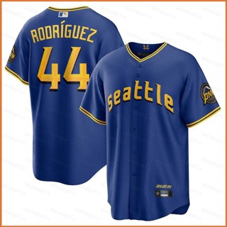 Fb 2023-2024 MLB Seattle Mariners Jersey Rodriguez เสื้อยืดคาร์ดิแกนเบสบอล แขนสั้น ติดกระดุม