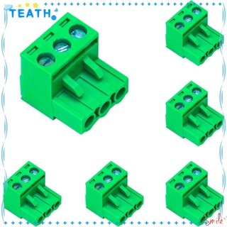 Teath บล็อกเทอร์มินัลเชื่อมต่อ PCB สกรู PCB 3 Pin 3 ขา 5.08 มม. สีเขียว 6 ชิ้น