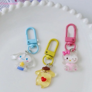 SANRIO พวงกุญแจ จี้การ์ตูนอนิเมะ Hello Kitty Cinnamon Dog Kuromi Melody น่ารัก สีโปร่งใส สําหรับห้อยกระเป๋า