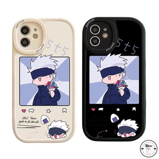 เคสโทรศัพท์มือถือแบบนิ่ม TPU กันกระแทก ลายการ์ตูนมหาเวทย์ผนึกมาร Gojo Satoru ดอกไม้น่ารัก สําหรับ IPhone XR XS X Max 11 13 14 12 Pro Max 7 8 6 6s Plus SE 2020