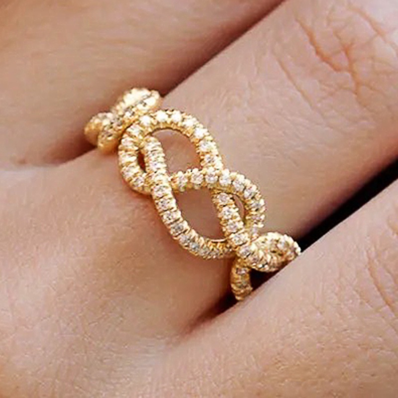 925 เงินสเตอร์ลิง Creative Twist Design Gold สีแหวนผู้หญิง Paved พราว CZ อารมณ์หญิงอุปกรณ์เสริมนิ้วมือแฟชั่นเครื่องประดับ