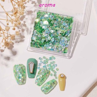 Aroma เลื่อมโฮโลแกรม เกล็ดหิมะ หกเหลี่ยม แวววาว สําหรับตกแต่งเล็บ