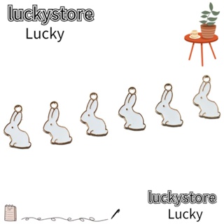 Lucky จี้รูปกระต่ายอีสเตอร์ อัลลอย ขนาด 11*17 มม. สีขาว สําหรับทําเครื่องประดับ งานฝีมืออีสเตอร์ 100 ชิ้น