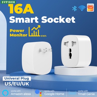 ปลั๊กไฟอัจฉริยะ Wifi Us To Eu Uk Plug Tuya Power Monitor 16A รองรับแอปควบคุมระยะไกล สําหรับ Alexa Google Home Smart Life