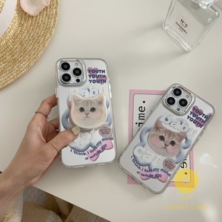 For เคสไอโฟน 14 Pro Max [Mirror Cat Plating] เคส Phone Case For iPhone 14 Pro Max Plus 13 12 Mini 11 For เคสไอโฟน11 Ins Korean Style Retro Classic Couple Shockproof Protective TPU Cover Shell