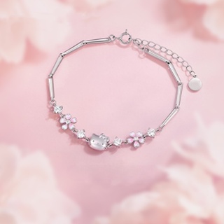 Cartoon Kitten Cherry Blossom Bracelet for Girls New Niche Cute Cartoon Birthday Gift for Girls Jewelry for Girlfriends