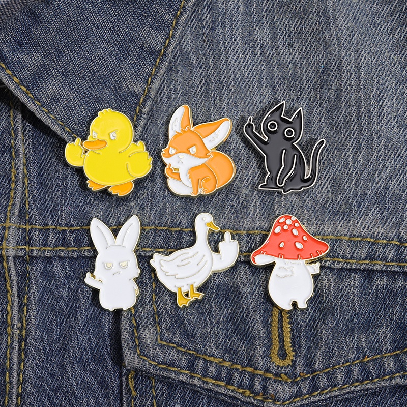 การ์ตูนสัตว์ เป็ด กระต่าย สุนัขจิ้งจอก เคลือบ Pins น่ารัก สัตว์ แมว เข็มกลัด เครื่องประดับ ของขวัญสําหรับเด็ก เพื่อนสนิท