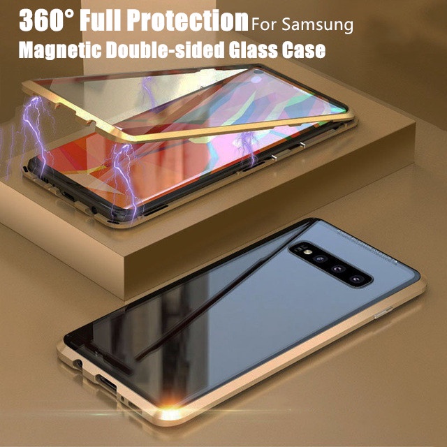 เคสโทรศัพท์มือถือ แบบแม่เหล็ก สองด้าน หรูหรา สําหรับ Samsung Galaxy S9 S10 S20 Plus S20 Ultra Note 8 9 10 Plus Note 20 Ultra