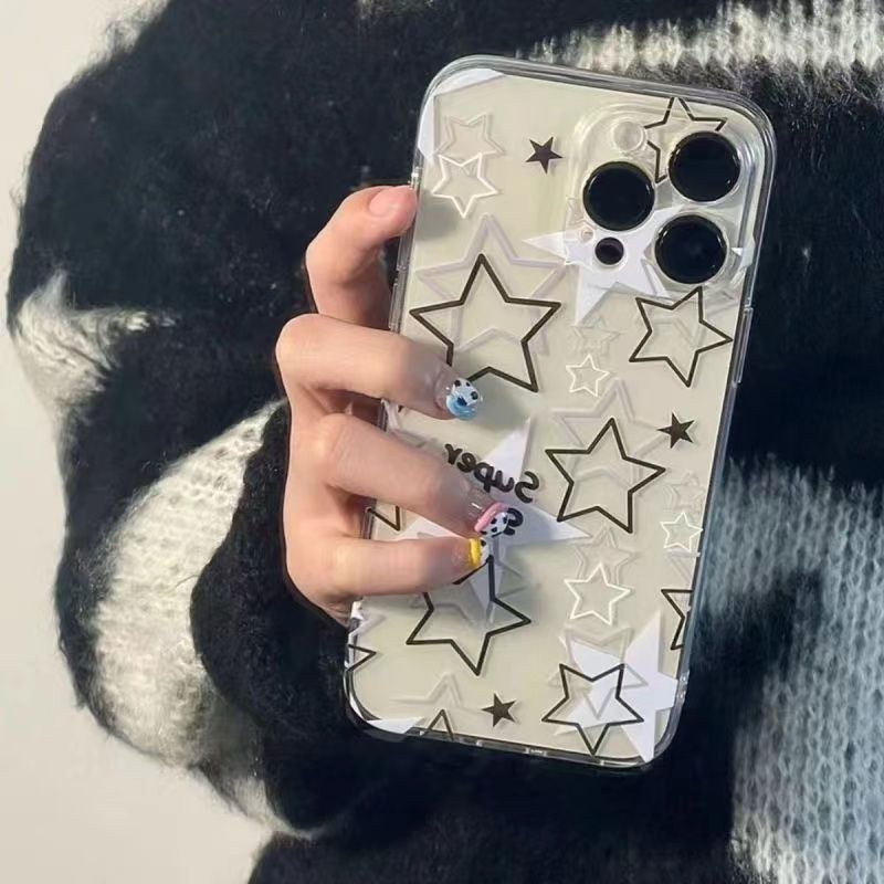 เคสโทรศัพท์มือถือ ซิลิโคนนุ่ม TPU ใส ลายดาว ฉลุลาย มีหลายตัว สําหรับ IPhone 15 14 13 12 11 Pro Max 6 7+ 8 XS X XR Plus
