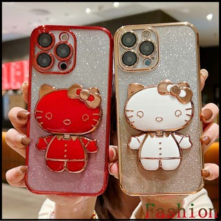 เคสซิลิโคน IPhone14PROMAX กันกระแทก Kitty Bracket เคส ไอโฟน11 กันกระแทก red gold Silicone Soft Case for ipone11 14 13 pro max 12 xr xsmax 7พลัส 8 พลัส se2 se3 เคสไอโฟน14promax caseiPhone13 เคสiPhone11