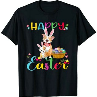 เสื้ ซื้อ 3 แถม 1 Cute Pitbull T-Shirt Dog Lover Happy Easter Day Mom Dad Mother Day Funny Gifts_01S-5XL