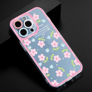 เคสโทรศัพท์มือถือซิลิโคน ลายดอกไม้ สีชมพู สําหรับ Apple Iphone 13 14 12promax XR 14 11