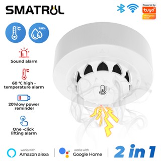 Smatrul Tuya เครื่องตรวจจับควันอัจฉริยะ Wifi 80db รองรับอุณหภูมิ และความชื้น สําหรับ Alexa Google Home Smart Life