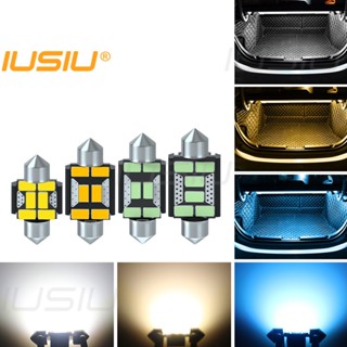 Iusiu หลอดไฟอ่านหนังสือ LED 5730 12V C5W C10W C3W 31 มม. 36 มม. 39 มม. 41 มม. สีขาวอบอุ่น สําหรับติดป้ายทะเบียนรถยนต์