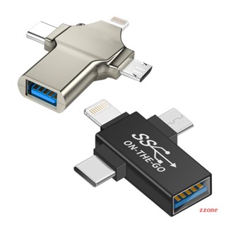 Zzz 3 in1 อะแดปเตอร์แปลง Micro USB 3.0 OTG ปลั๊ก iOS Type C 3 in1