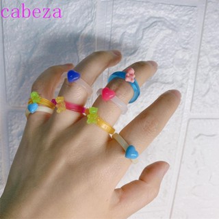 Cabeza แหวนเรซิ่นรูปหมีน่ารัก 2 ชิ้น / ชุดสําหรับผู้หญิง