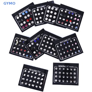 [cxGYMO] 24Pcs/Set Magnetic Non- Clip Round Rhinestone Stud Earrings Jewelry  HDY