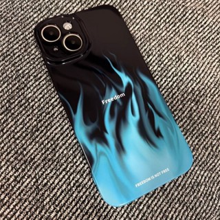 เคสโทรศัพท์มือถือแบบแข็ง กันกระแทก ลายเปลวไฟ สีฟ้า เรียบง่าย สําหรับ Iphone 11promax 8plus xsmax 13promax 78Plus XR 12 14promax 13 12