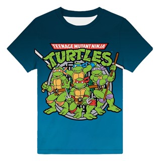 เสื้อยืดคอกลม แขนสั้น พิมพ์ลายการ์ตูน TMNT แฟชั่นฤดูร้อน สําหรับเด็กผู้ชาย