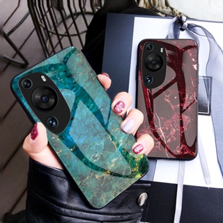 เคสโทรศัพท์มือถือกระจกนิรภัย TPU แบบนิ่ม ลายหินอ่อน ไล่โทนสี หรูหรา สําหรับ Huawei P60 Pro P60Art P60Pro P 60