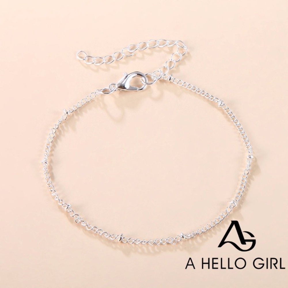 A HELLO GIRL สร้อยข้อมือโซ่ ลูกปัดทองแดง เรียบง่าย แฟชั่นสําหรับผู้หญิง