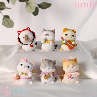 Lanfy ฟิกเกอร์ รูปปั้นแมวน่ารัก ขนาดเล็ก สําหรับตกแต่งบ้าน