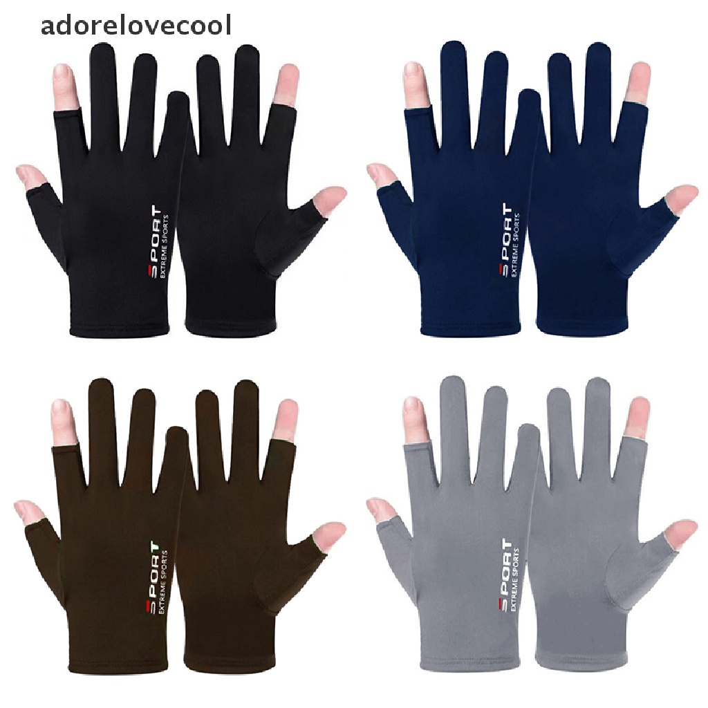 Adth ถุงมือ ผ้าเรยอน ระบายอากาศ กันแดด เหมาะกับฤดูร้อน สําหรับผู้ชาย ขับรถ ตกปลา