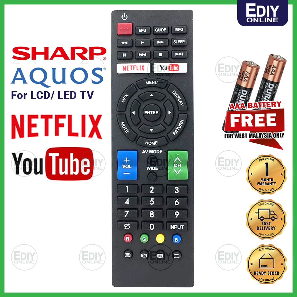 RM-L1346 L1346V Universal SHARP SMART TV Remote NETFLIX LED LCD GB225WJSA GA976WJSA GB217WJN1 GABIWJ
