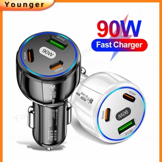 อะแดปเตอร์ชาร์จเร็ว 90W 3 In 1 1USB+2PD สําหรับ i-phone Type C Android USB Micro