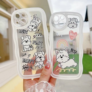 Casing OPPO Reno 8T 8 7 6 5 4 F 5F 4F 8Z 7Z Reno8 Reno7 Z Reno8Z Reno7Z Reno6 Reno5 Reno5F Reno4 Reno4F 4G 5G A91 A57 A39 2016 A77 A16K A16E Cute Cartoon Rainbow Love Puppy Dog Wavy Edge Fine Hole Clear Anti-fall Soft Phone Case 1STB 43