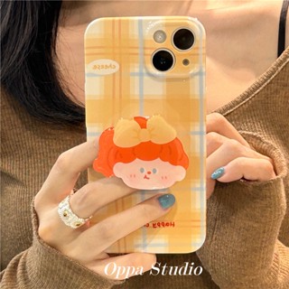 ใหม่ เคสโทรศัพท์มือถือ กันตก ป้องกัน ลายการ์ตูนเด็กผู้หญิง ลายสก๊อต พร้อมขาตั้ง สําหรับ Apple Iphone 14promax 13 11 14pro 13pro 14