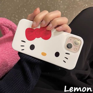 Lemon - เคสโทรศัพท์มือถือ แบบนิ่ม ลายการ์ตูนคิตตี้ และแมว สีขาวมันวาว สไตล์เกาหลี และญี่ปุ่น สําหรับ 14pro 14promax 13 13pro 13promax 11 12 12pro 12promax XR XSMAX 7P 8P