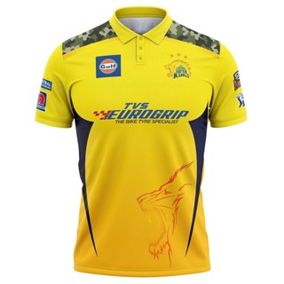 เสื้อกีฬาแขนสั้น ลายทีม Chennai Super Kings IPL Replica Jersey 2022 (CSK 2022 พร้อมชื่อส่วนบุคคล)