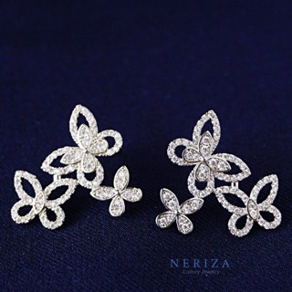 Neriza Jewelry/ ต่างหูติดหูประกบเพชรประกายเทียบเท่าเพชรแท้ NE165 ต่างหูเพชรประกบ ต่างหูเพชร ต่างหูติดหู ต่างหูผีเสื้อ