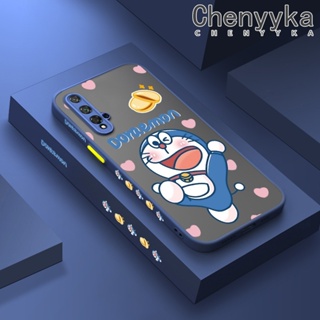 สําหรับ Huawei Nova 5T Honor 20 Pro เคสการ์ตูนโดราเอมอน ฝ้า ใส ขอบสี่เหลี่ยม เคส รูปแบบซิลิโคน กันกระแทก ป้องกัน เคสนิ่ม