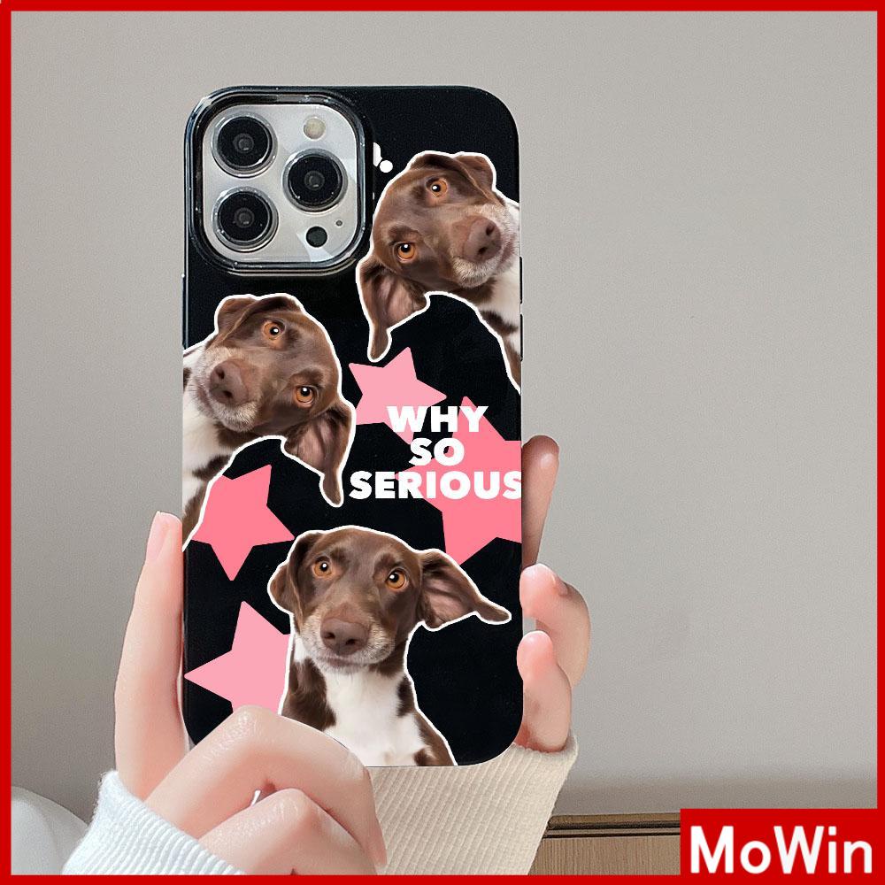 Mowin - เข้ากันได้สำหรับ 15 เคสไอโฟน11 เคส iphone 11 สำหรับ 14 Pro Max เคส iPhone สีดำเงา TPU เคสอ่อนกันกระแทกป้องกันกล้องน่ารักสุนัขลูกสุนัขเข้ากันได้กับ iPhone 13 Pro สูงสุด 12 Pro สูงสุด 11 xr xs สูงสุด 7Plus 8Plus