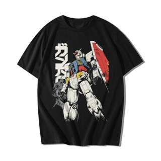 เสื้อลาย GUNDAM RX-78 เสื้อยืดแขนสั้นคอกลม Cotton 100% สกรีนลาย