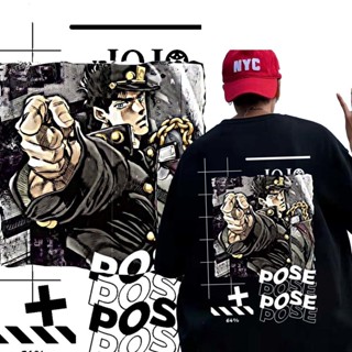 เสื้อยืด พิมพ์ลาย Jojo Street Totem Ukiyo-e Dark Rock ทรงหลวม เข้ากับทุกการแต่งกาย สไตล์โกธิค สําหรับผู้หญิง