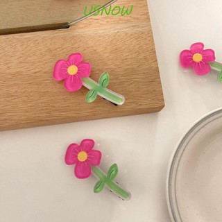 Usnow กิ๊บติดผม พลาสติก ลายดอกไม้ สีชมพู น่ารัก หรูหรา สไตล์ญี่ปุ่น สําหรับผู้หญิง