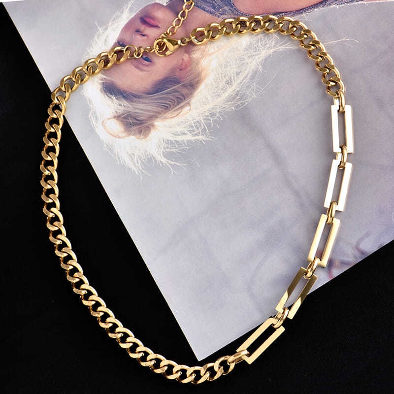เครื่องประดับ สร้อยคอโซ่เหล็กไทเทเนียม ทอง 18K สไตล์ฮิปฮอป ยุโรป อเมริกัน เรียบง่าย สําหรับผู้ชาย และผู้หญิง ของขวัญ