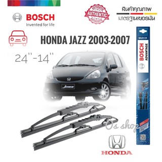 *แนะนำ* ที่ปัดน้ำฝน ใบปัดน้ำฝน ซิลิโคน ตรงรุ่น Honda Jazz 2003-2007 GD ไซส์ 24-14  ยี่ห้อ BOSCH ของแท้ 100% BOSCH